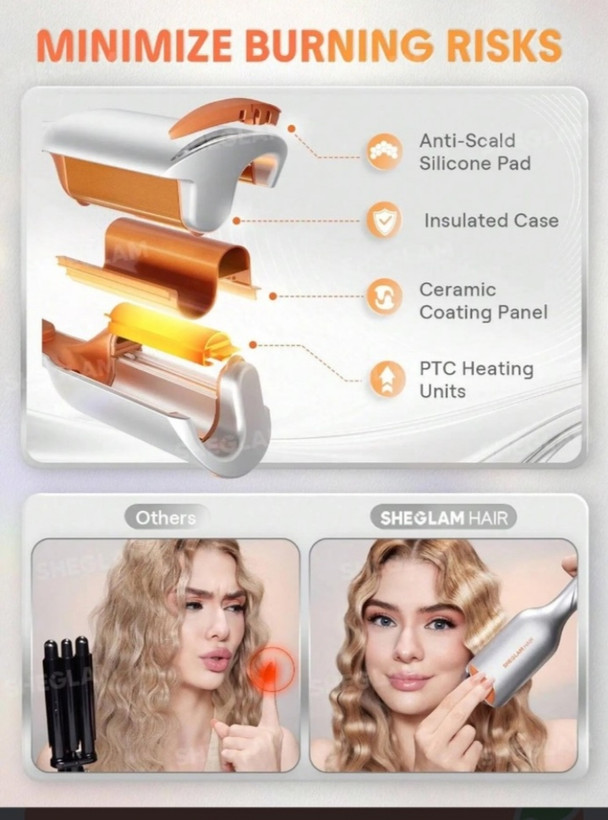 فر کننده مو ساحلی شیگلم مدلSheglam Beach Babe Hair Waver| s سایز ۲۵ میلی متر/ پرداخت اقساطی،راحت بدون چک و ضامن