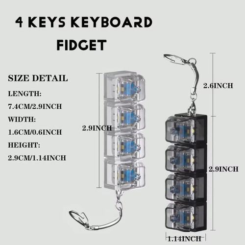فیجت کیبوردی کاهش استرس مدل 4-Key (Fidget Keyboard Switch Tester)