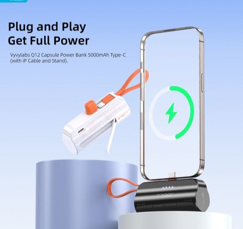 پاوربانک کپسولی و شارژر سریع همراه با طراحی فوقفشرده و سبک مدل VyVyLabs Q12