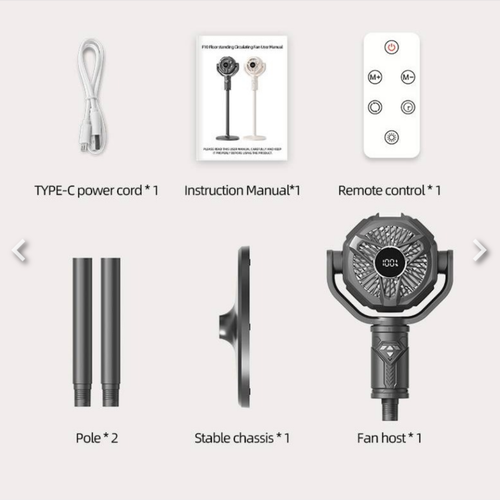 پنکه شارژی ایستاده و رومیزی چرخشی مدل F10Plus-اورجینال+گارانتی