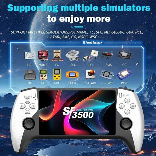 کنسول بازی دستی SF3500 Plus | صفحه نمایش 5 اینچی IPS | حافظه 2GB | خروجی FHD همراه با 2 دسته اضافه
